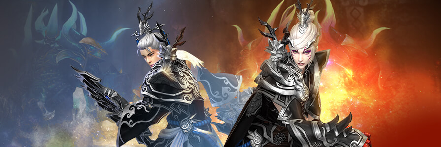 Illustrazione di Metin2 con due personaggi in armatura